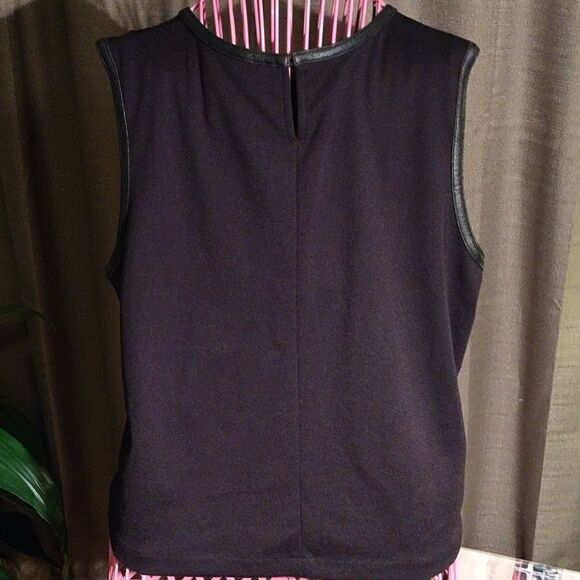 Norton Studio Black faux Leather Trim blouse XL - Picture 7 of 8